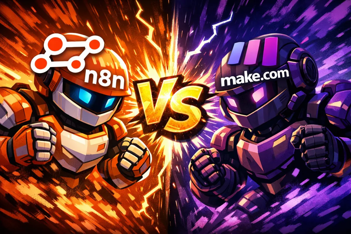 Blog Post: n8n vs. Make (Integromat): Ein umfassender Vergleich - Automatisierung Artikel von KI Agentur